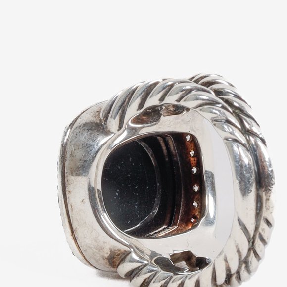 David Yurman Sterling Silver Albion Onyx and Diamond Ring - Picture 7 of 7